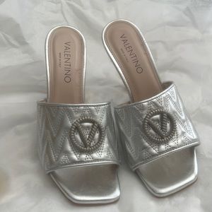 Silver Valentino Heels Size 9